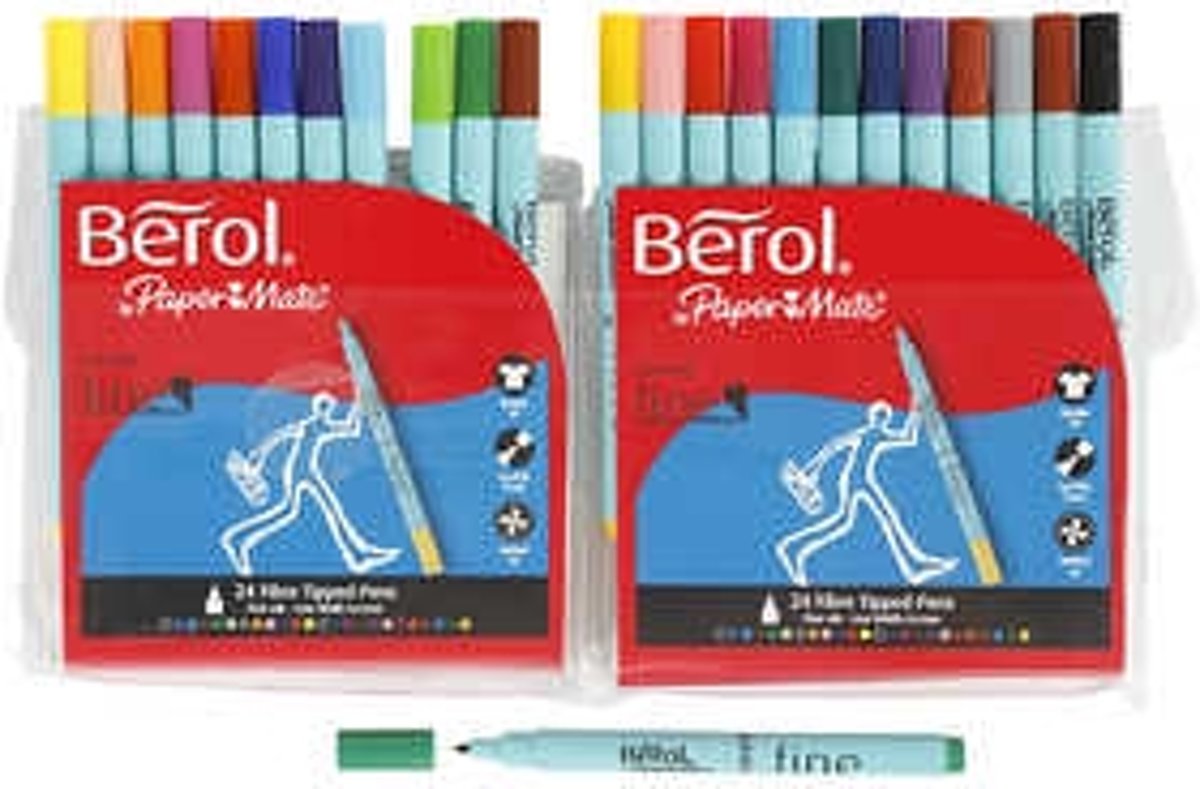 Berol stift fine, lijndikte: 0,6 mm, d: 10 mm, diverse kleuren, 24stuks [HOB-37225]